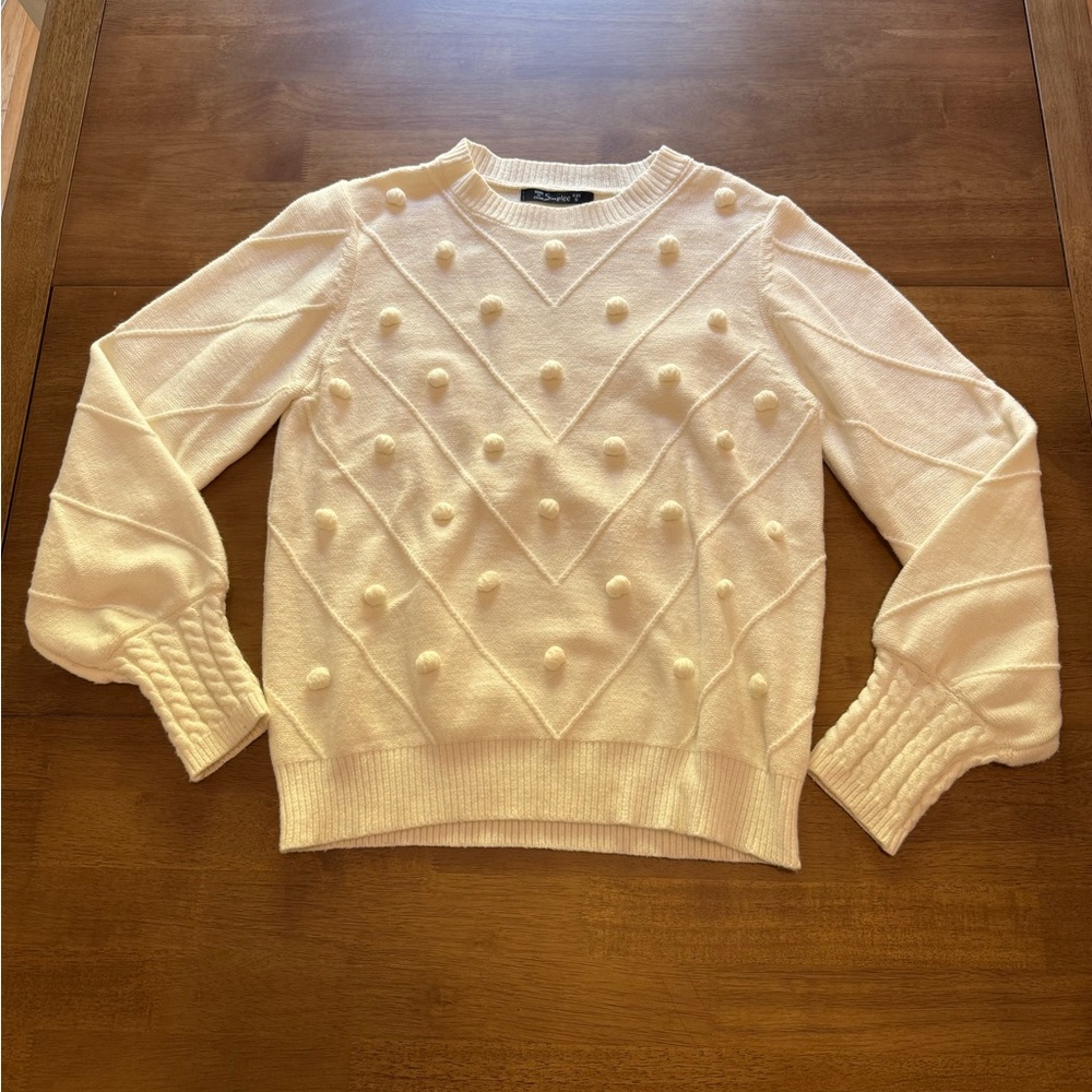 Simplee Apparel Cream Textured Sweater Size Small - Picture 5 of 9